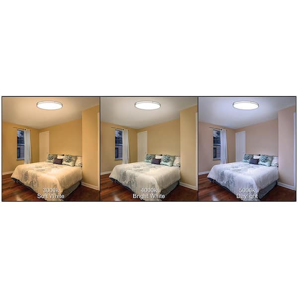 Orbit 32 in. Brushed Nickel Oval LED Flush Mount Ceiling Light 3000 Lumens 42W Adjustable CCT 120V Dimmable (4-Pack)