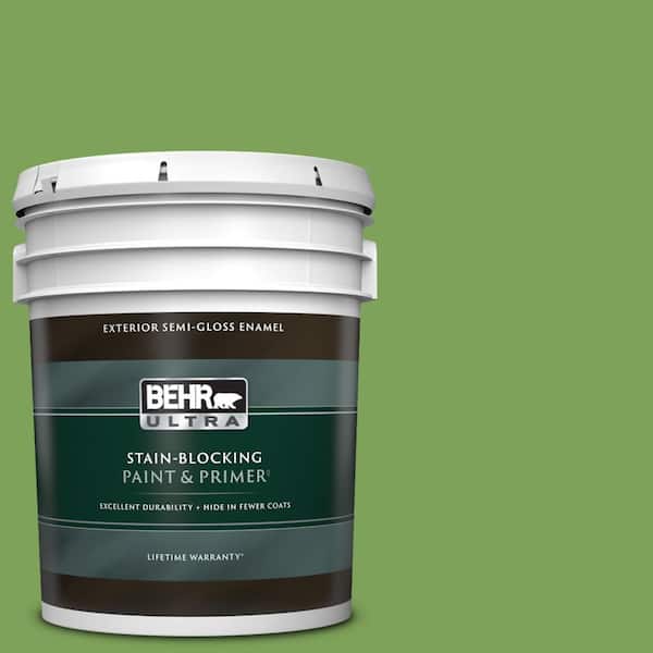 BEHR ULTRA 5 gal. #P380-6 Springview Green Semi-Gloss Enamel Exterior Paint & Primer