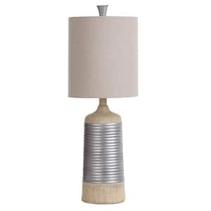 Haverhill 25 in. Natural Pine and Silver Table Lamp