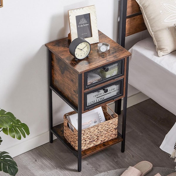 VECELO Tall Nightstand, Bedside Table with 1 Drawers and Storage Shelf,  Industrial Telephone End Table For Small Space, Black KHD-HD-NS13-BLK - The  Home Depot