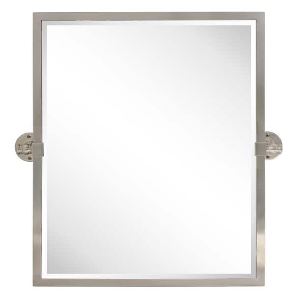 TEHOME Blakley 20 in. W x 24 in. H Rectangular Stainless Steel Framed Pivot Wall Mounted Bathroom Vanity Mirror in Nickel