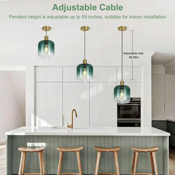 Merbotin Rayhome 8.66 in. 1-Light Natural Modern Gradient Green