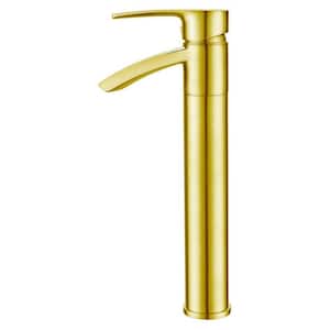 Ariana Single-Handle Single-Hole Vessel Bathroom Faucet with Swivel Spout in Brushed Gold