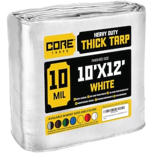 10 ft. x 12 ft. White 10 Mil Heavy Duty Polyethylene Tarp, Waterproof, UV Resistant, Rip and Tear Proof