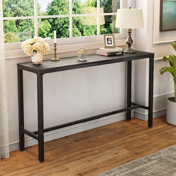 Pellebant 63 in Black Patio Outdoor Bar Table Rectangle Pub Table Dining Table