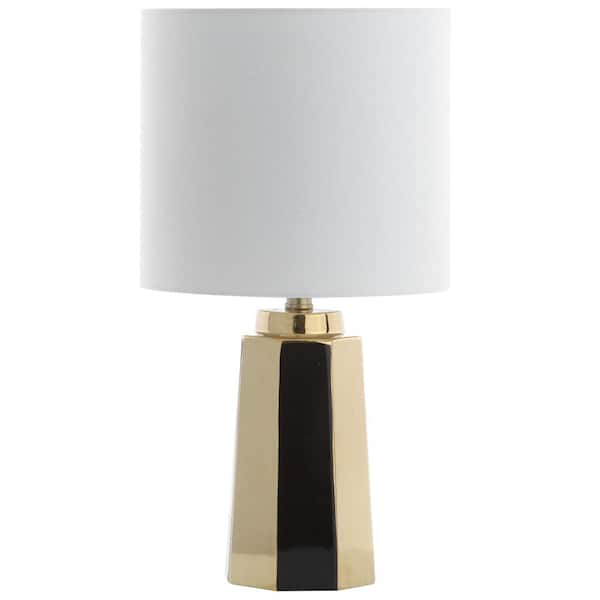 Parlon 17.25 in. Plated Gold Table Lamp with Off-White Shade