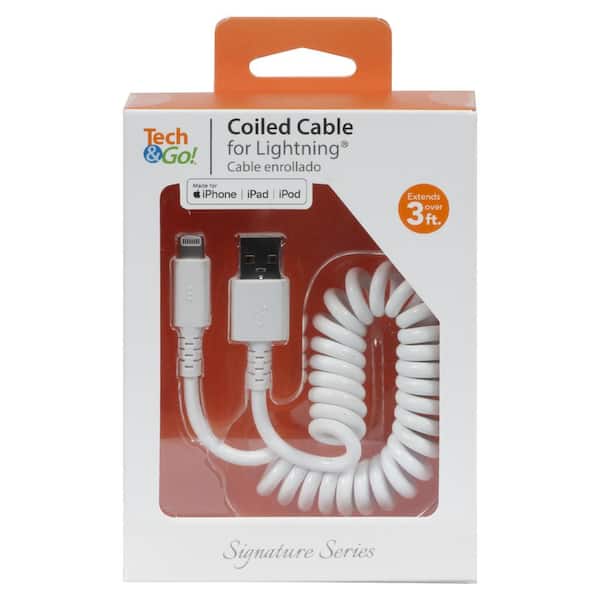 Tech and Go 3 ft. Coiled Cable for Lightning 131 0359 TG3 - The Home Depot