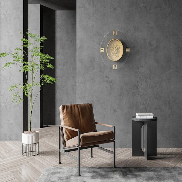 Unbranded White and Gold, Clear Acrylic Face Round Moving Gear Roman Numeral Wall Clock Home Decor Accent Clock