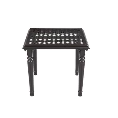 Hampton Bay Outdoor Side Tables, Small Black Wrought Iron Patio Side Table