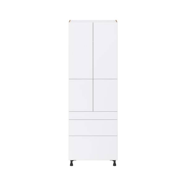 J Collection Fairhope Glacier White Slab Assembled Pantry Kitchen Cabinet with Inner Drawers (30 in. W x 89.5 in. H x 24 in. D)