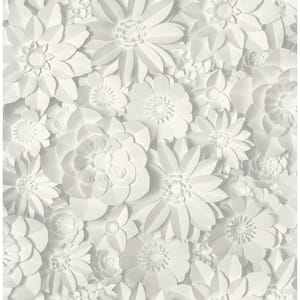 Dacre White Floral White Wallpaper Sample