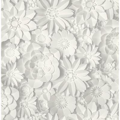 Fine Decor Dacre White Floral Paper Peelable Roll Covers 56 4 Sq Ft 2900 42554 The Home Depot