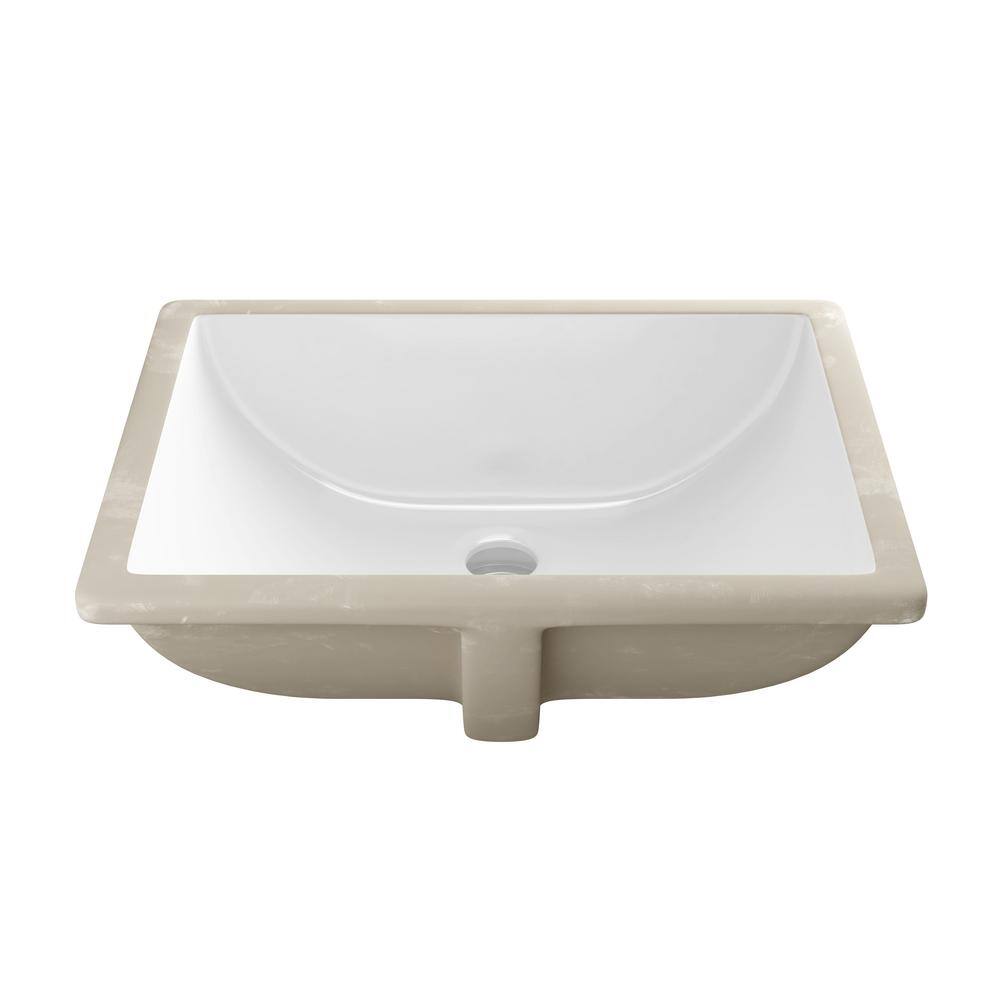 Denbigh 18" White Ceramic Rectangular Undermount Bathroom Sink
