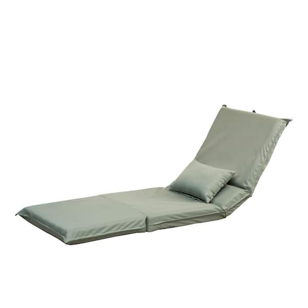 ITOPFOX Light Green Metal Folding Lawn Chair with Carry Bag, Adjustable Recliner Portable Chair