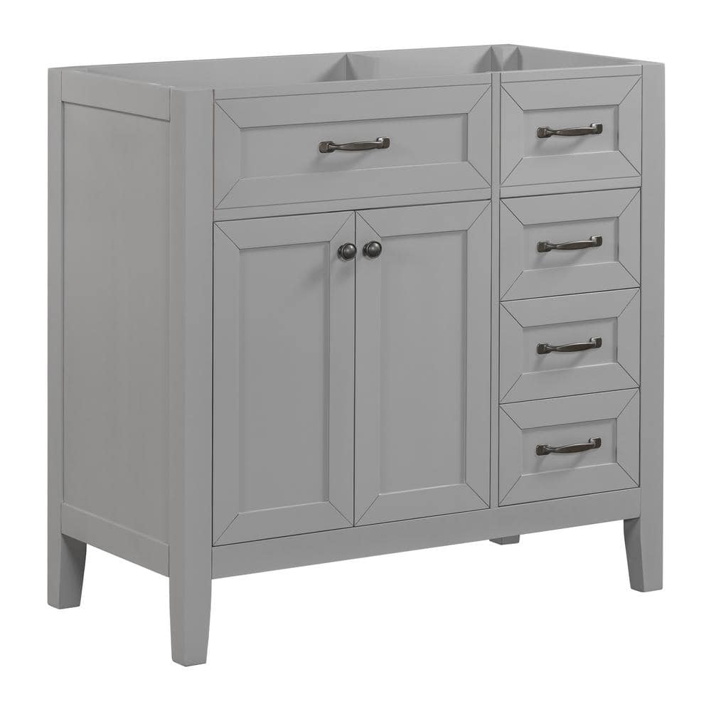 36 in. W x 18 in. D x 35 in. H Freestanding Bath Vanity Cabinet without Top in Grey with 2-Doors and Storage Drawers price history on PriceWatchPro