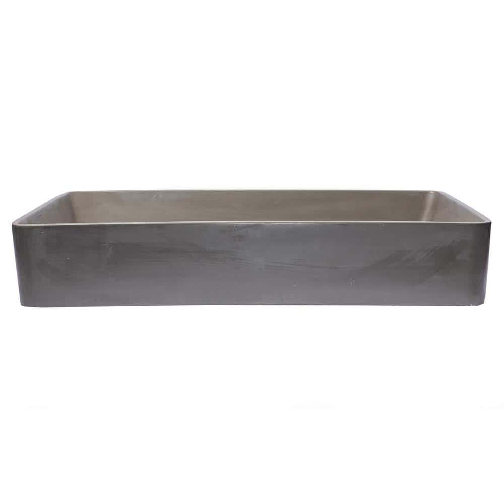 Wide Dark Gray Concrete Rectangular Vessel Sink
