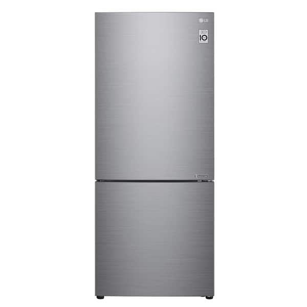 LG 27.4 in. W 15 cu. ft. Bottom Freezer Refrigerator w/ Door Cooling, Multi-Air Flow and SmartDiagnosis in Platinum Silver