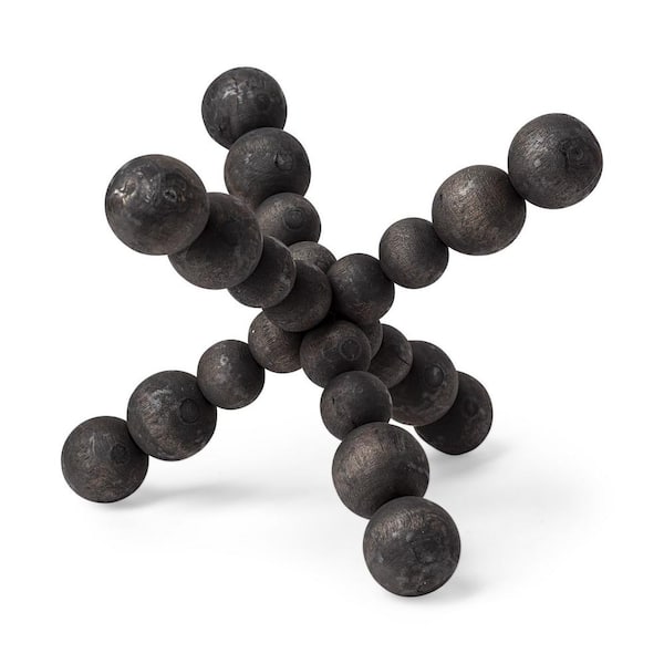 HomeRoots 9 in. Brown Black Beaded Wooden Decorative Jack