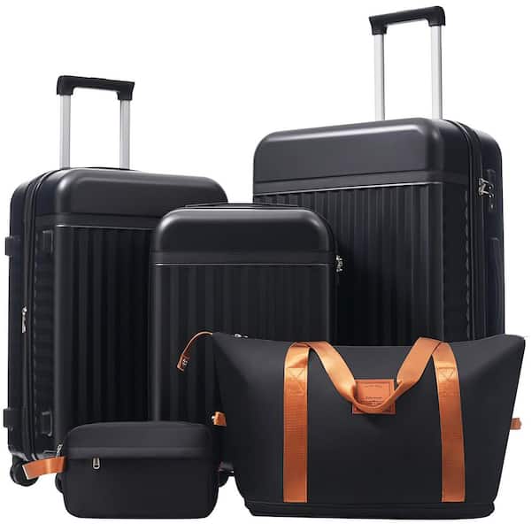 3-Piece Black Hardside Spinner Wheels Luggage Set with Travel Bags and TSA Lock (20" + 24" + 28")
