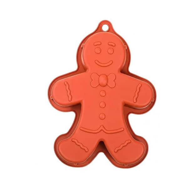 1-Pieces Brown Silicone 10 in. Gingerbread Man Mold Set Large Gingerbread Cake Pan for Christmas Baking Cake, Cookie