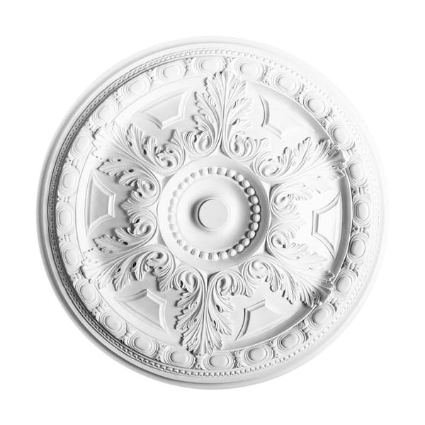 ORAC DECOR 28 in. x 28 in. x 1-3/4 in. Egg and Dart, Acanthus and beads Primed White Polyurethane Ceiling Medallion