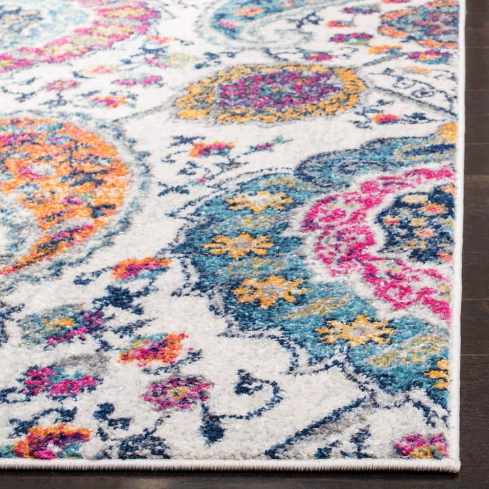 Blue and Cream 4' x 6' Hand-knotted Synthetic Area Rug