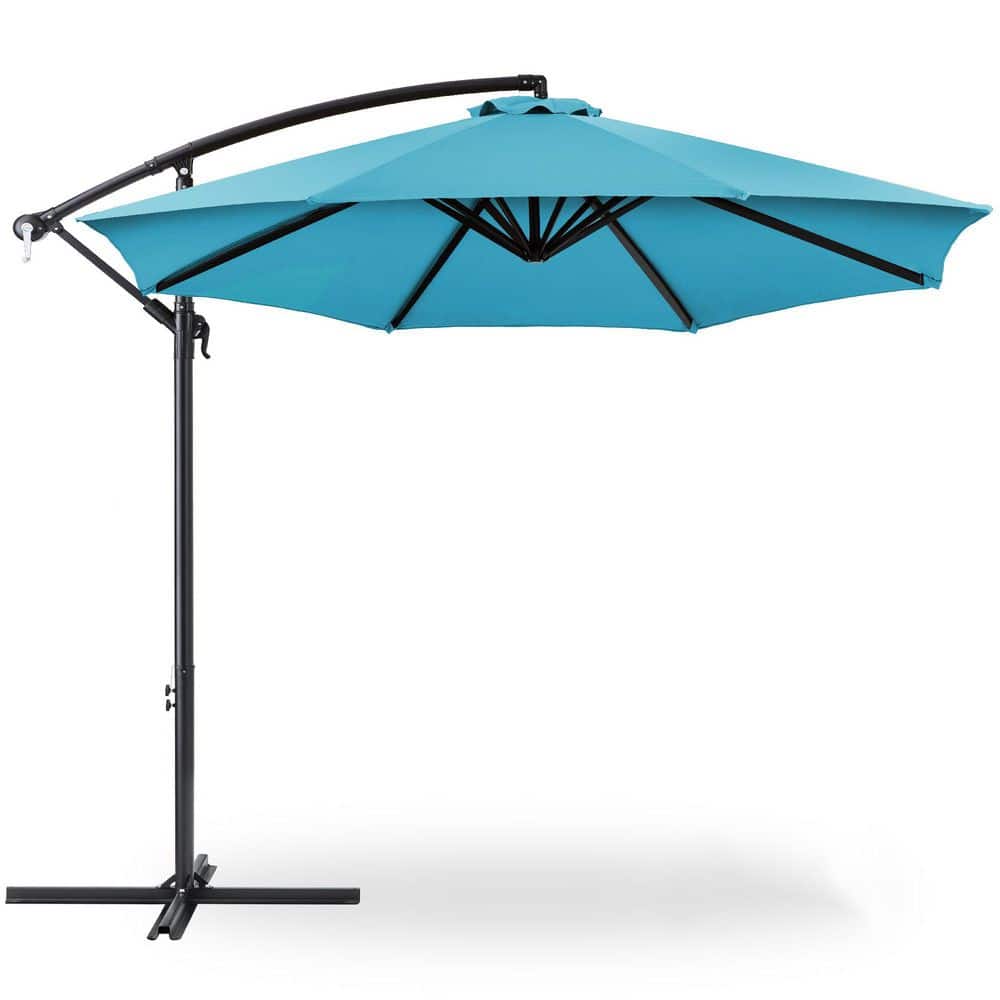 10 ft. Steel Cantilever Patio Umbrella in Sky Blue