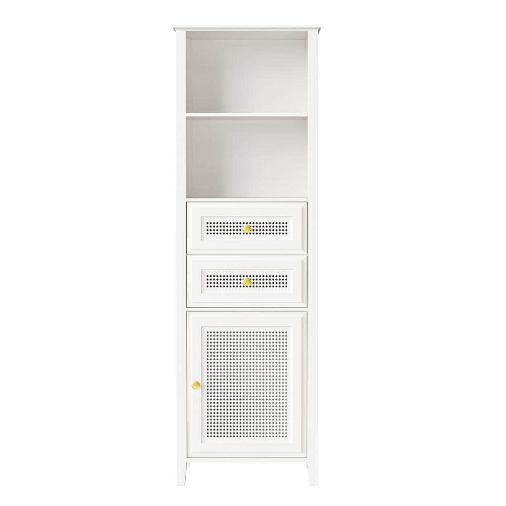 19.60 in. W x 15.70 in. D x 63.00 in. H White Freestanding Linen Cabinet Sl