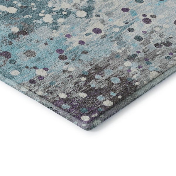 Mayfield Premium Machine Washable Abstract AMF2007 Teal 10 ft. x 14 ft. Area Rug