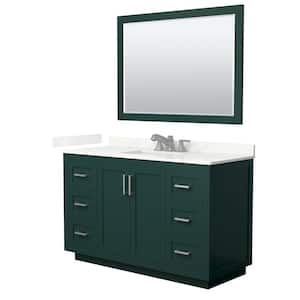 Miranda 54 in. W x 22 in. D x 33.75 in. H Single Bath Vanity in Green with Giotto Quartz Top and 46 in. Mirror