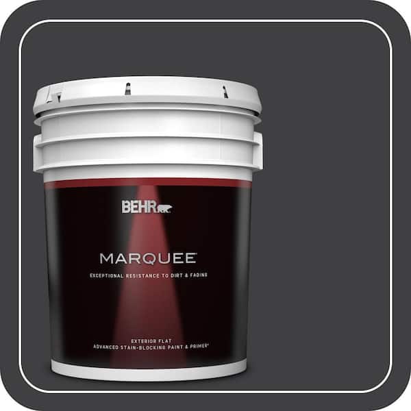 BEHR MARQUEE 5 gal. #ECC-10-2 Jet Black Flat Exterior Paint & Primer