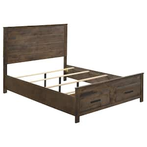 Woodmont Brown Wood Frame Queen Panel Bed with Storage