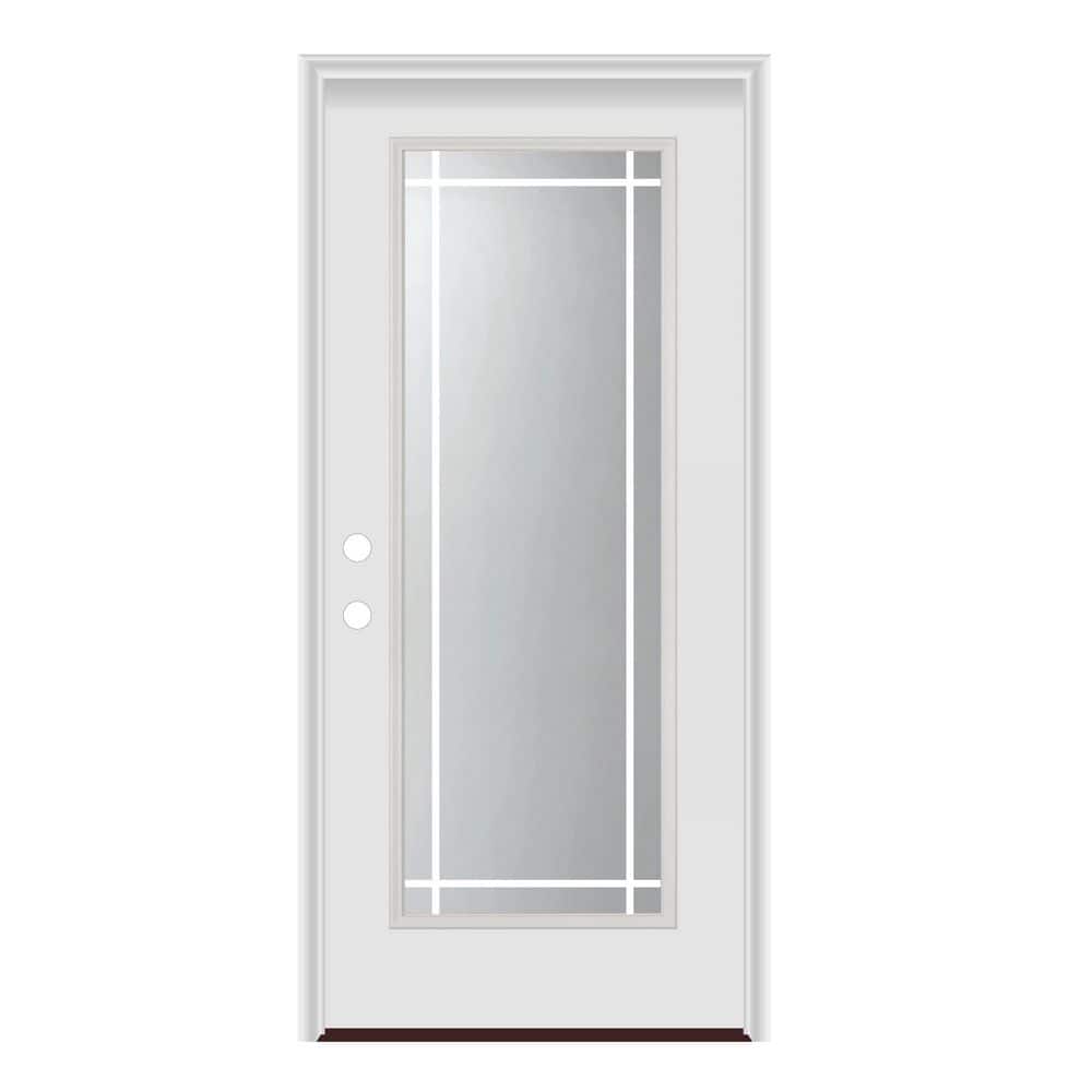 36 in. x 80 in. Right-Hand/Inswing Full Lite Prairie GBG Clear Glass Insert Smooth Fiberglass Prehung Door w/ PVC Frame price history on PriceWatchPro