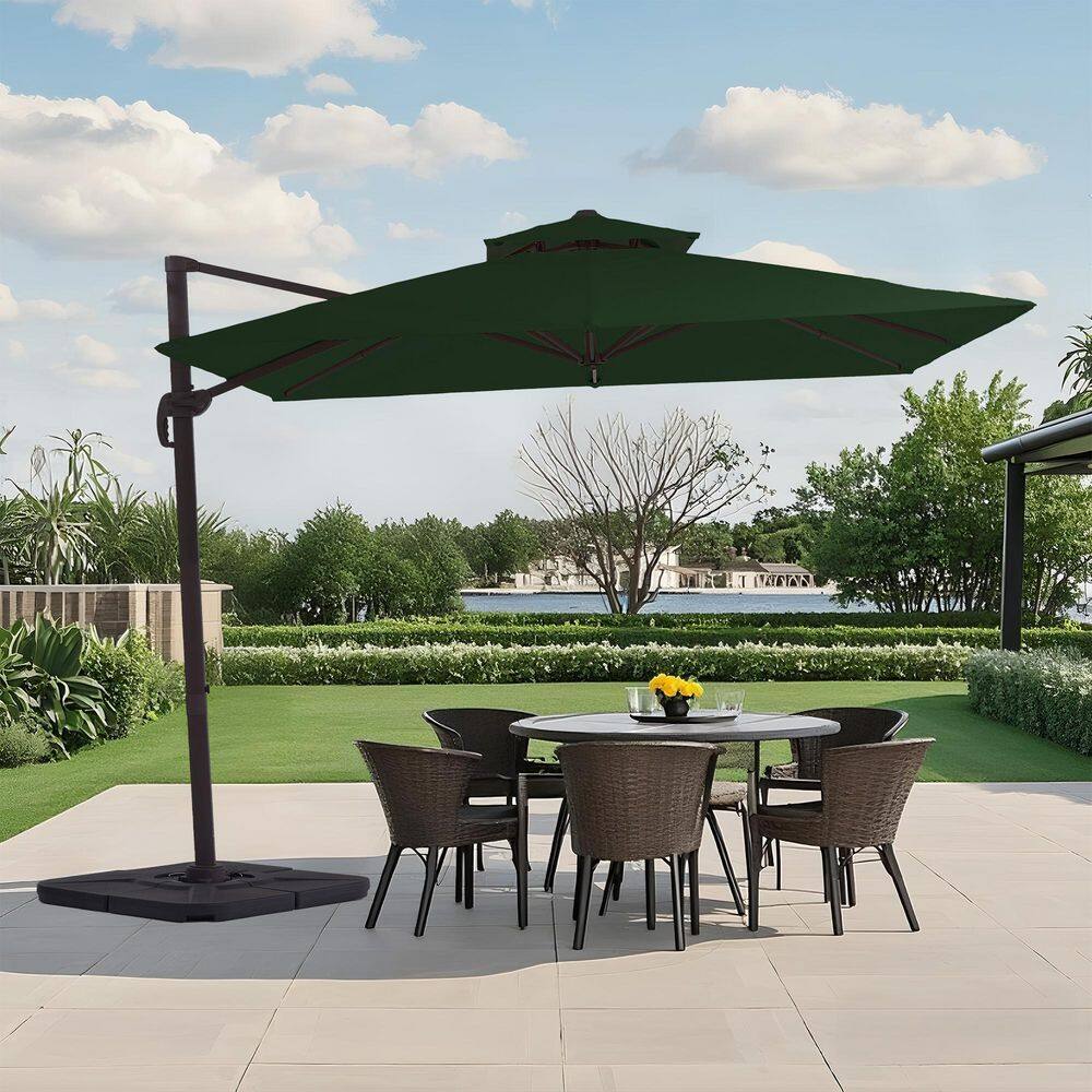 10 ft. x 10 ft. Square Cantilever Patio Umbrella with Weighted Base in Dark Green price history on PriceWatchPro