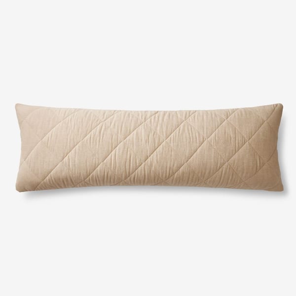 The Company Store Legends Hotel Bromley Velvet Flannel Yarn-Dyed Wheat 14 in. x 40 in. Throw Pillow