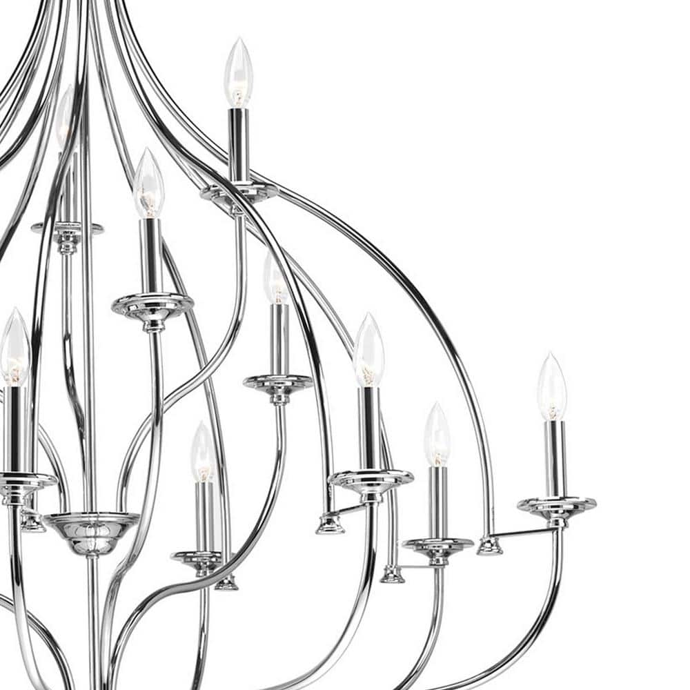 Polished Chrome Fifteen-Light Candle Chandelier