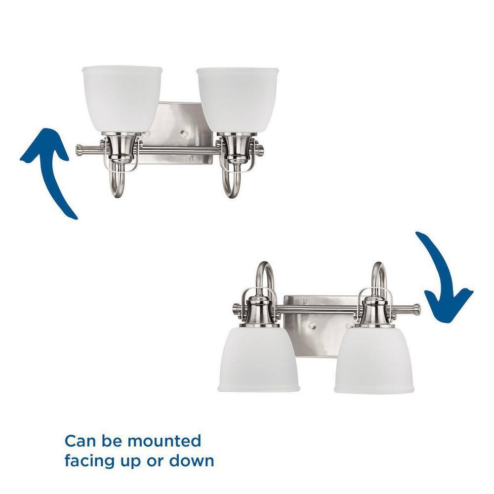 Preston Brushed Nickel 2-Light Bath Vanity with Opal Glass Shades