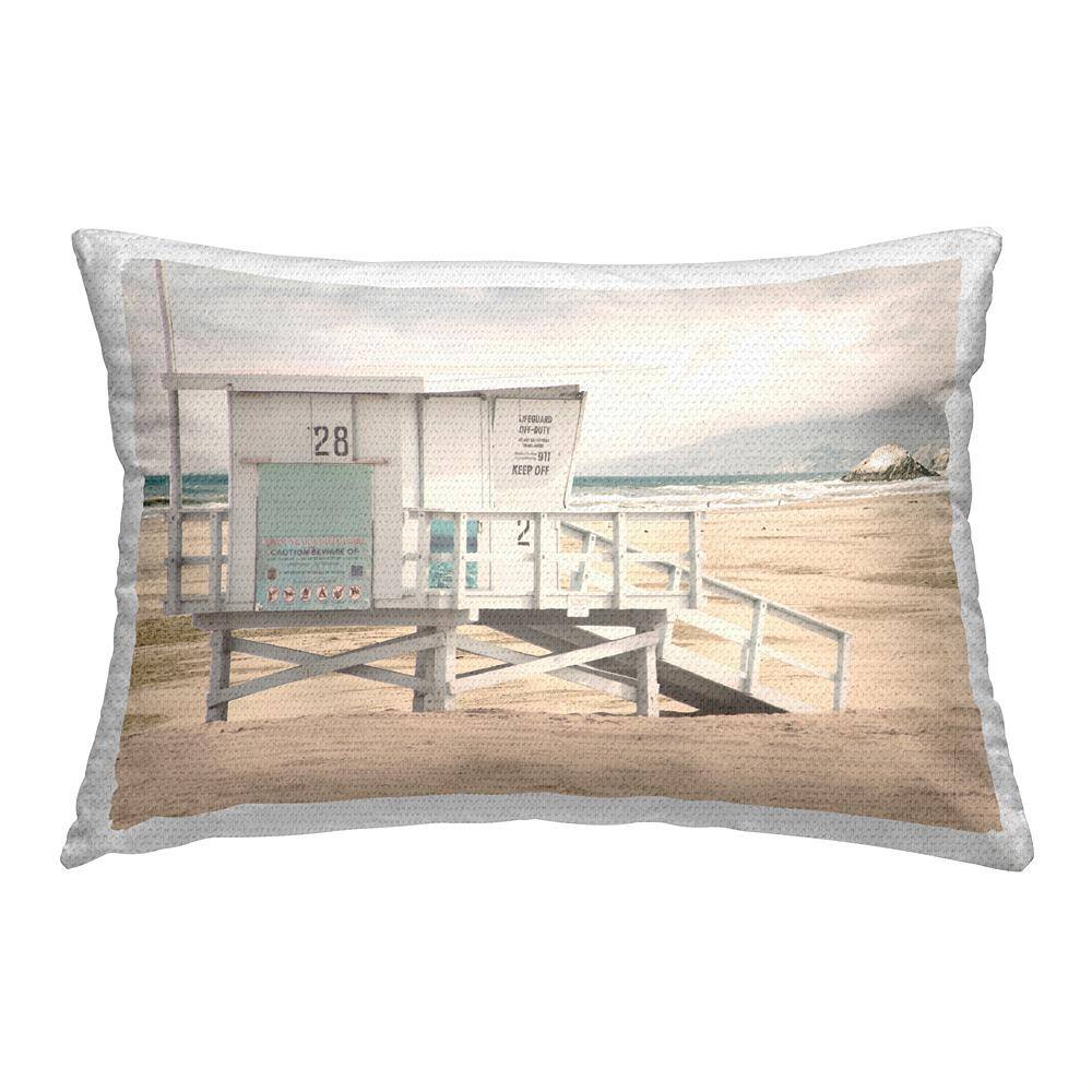 Coastal Beach Hut Beige Rectangular Outdoor Throw Pillow price history on PriceWatchPro