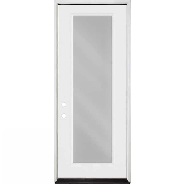 Legacy 32 in. x 96 in. Full Lite Clear Glass RHIS Unfinished Fiberglass Prehung Front Door with 4-9/16 Jamb