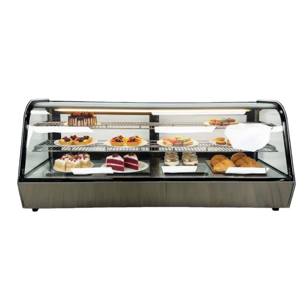 60 in. W 9.4 cu ft Commercial Countertop Display Refrigerator in Black