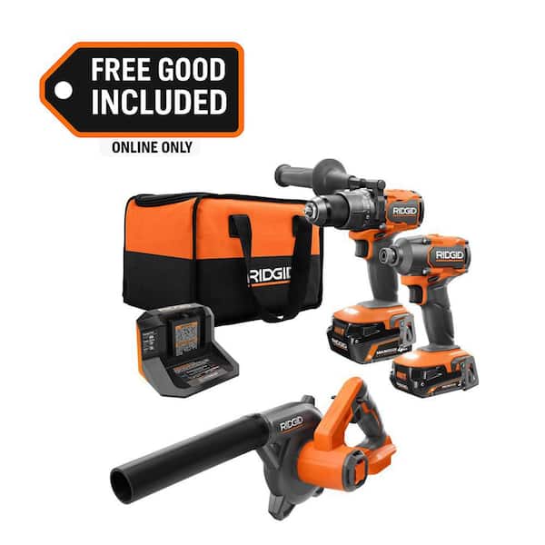 18V Brushless Cordless 2 Tool Combo Kit w/ Hammer Drill, Impact Driver, Batteries, Charger, Bag & FREE Compact Blower