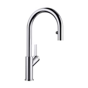 Urbena Single-Handle Pull Down Sprayer Kitchen Faucet in Polished Chrome