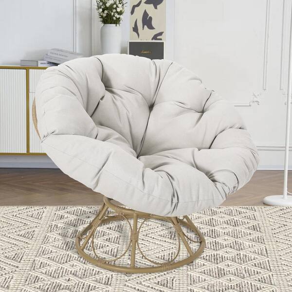 maocao hoom Patio Wicker Outdoor Papasan Lounge Chair with Cushion