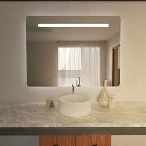 Florence 48 in. W x 36 in. H Large Rectangular Frameless LED Wall Bathroom Vanity Mirror with Memory Dimmer and Defogger