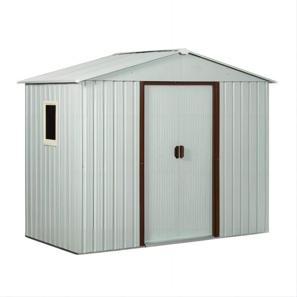 8 ft. x 4 ft. Outdoor White Metal Shed Storage with Metal Floor Base and Window (32 sq. ft.) price history on PriceWatchPro