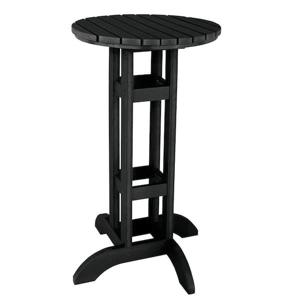 Highwood Black 24 in. Recycled Plastic Round Bar Dining Table