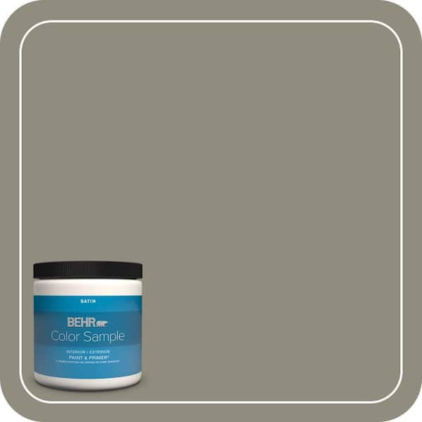 BEHR PREMIUM PLUS 8 oz. #MQ6-25 Pavement Gray Satin Enamel Interior/Exterior Paint & Primer Color Sample