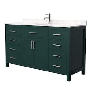 Beckett 60 in. W x 22 in. D x 35 in. H Single Sink Bathroom Vanity in Green with Carrara Cultured Marble Top