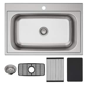 Parkway Stainless Steel 33 in. Single Bowl Drop-in Workstation Kitchen Sink Kit