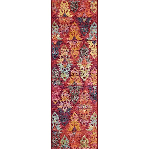 StyleWell Sedona Desert Rust Red/Multi-Color 2 ft. x 6 ft. Global Runner Rug